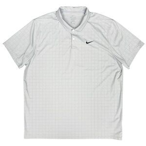 EUC Men's NIKE Dri-Fit Essential Polo Golf Checkered Gray‎ CU9788 | Size 2XL-T
